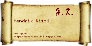 Hendrik Kitti névjegykártya